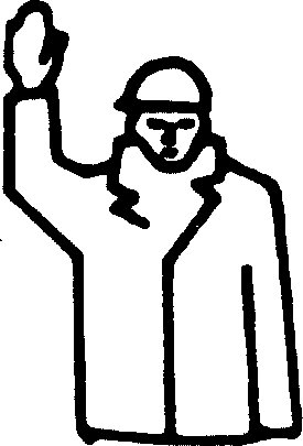 END of the operation the right arm points upwards with the palm facing forwards